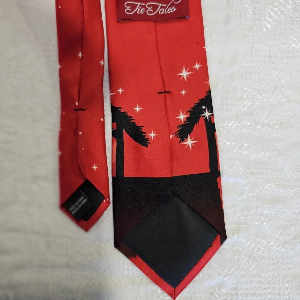 Tie Tales Mens Christmas Nativity Scene Tie Red Religious Holiday Angels